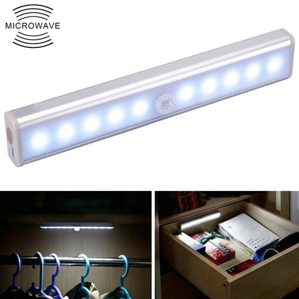 1.8W 10 LEDs White Light Wide Screen Intelligent Human Body Sensor Light LED Corridor Cabinet Light, USB Charging Version