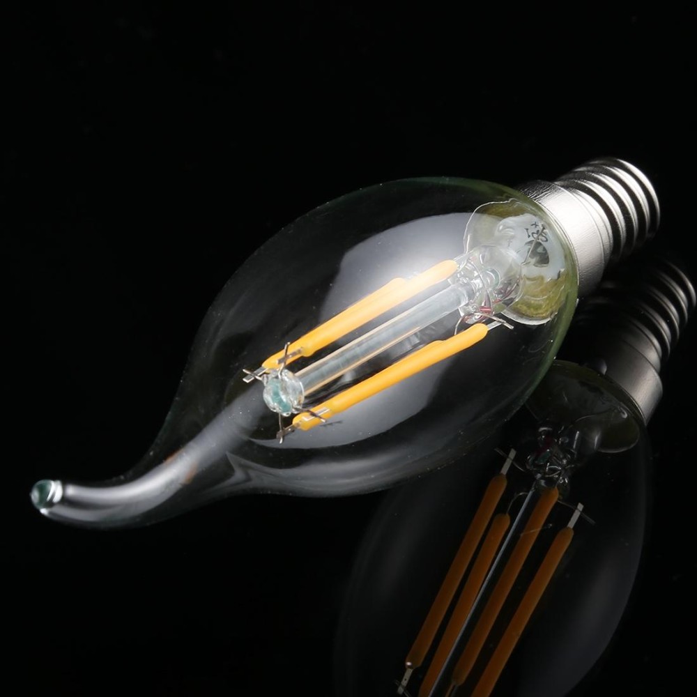 C35 E14 4W 4 LEDs 300 LM 3000K Dimmable Retro LED Filament Light Bulb Energy Saving Light, AC 220V(Warm White)