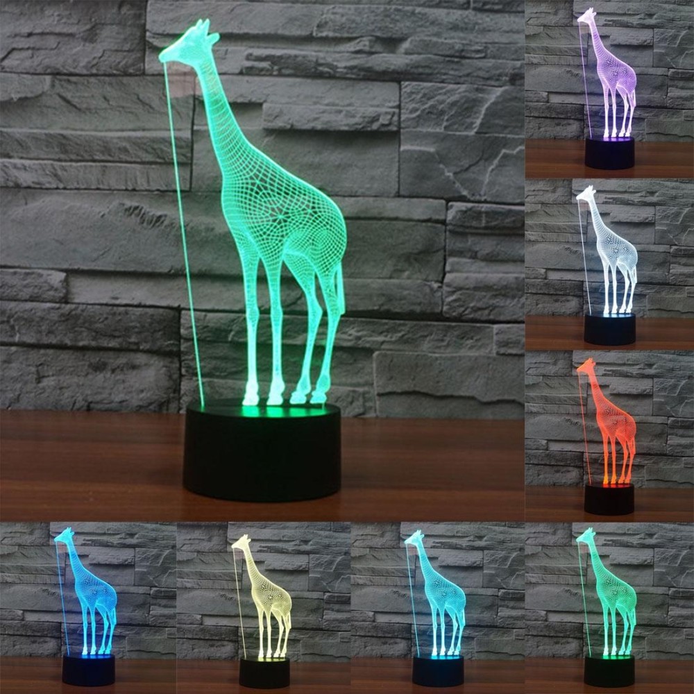 Giraffe Style 3D Touch Switch Control LED Light , 7 Color Discoloration Creative Visual Stereo Lamp Desk Lamp Night Light