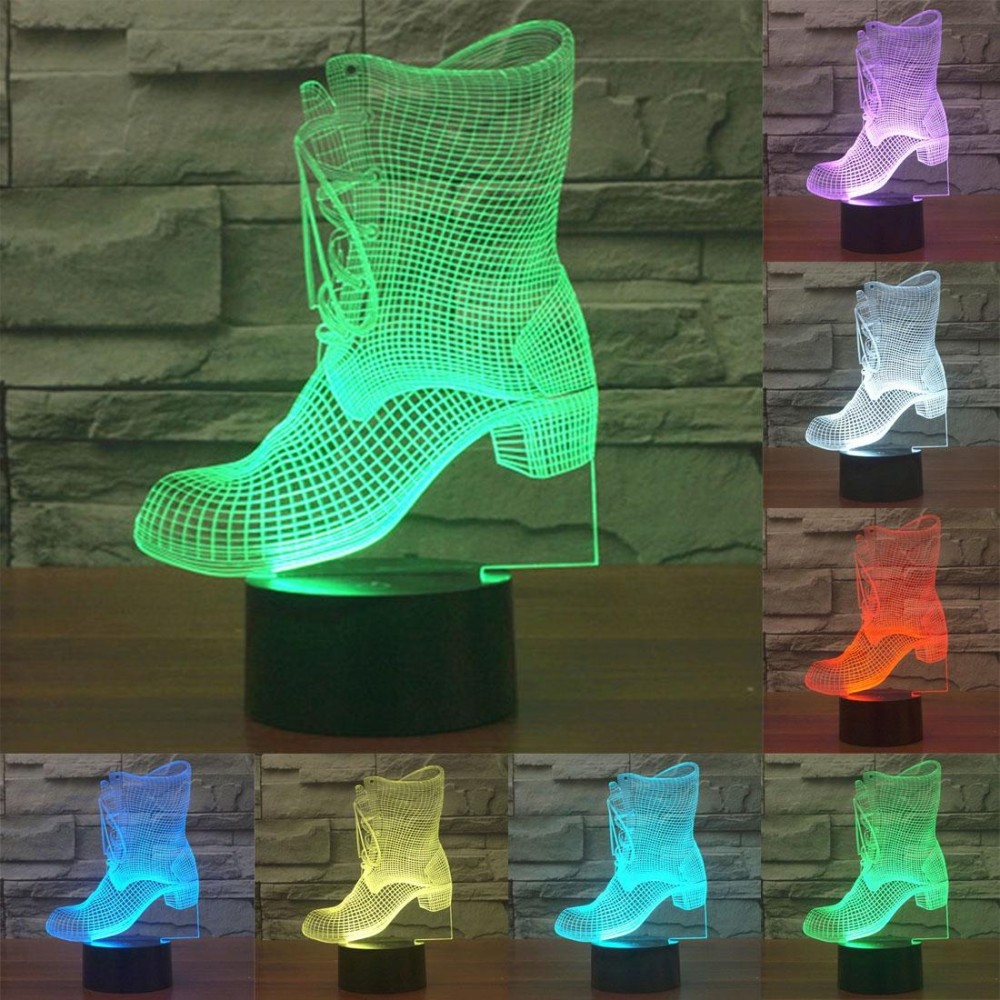 Boots Style 3D Touch Switch Control LED Light , 7 Color Discoloration Creative Visual Stereo Lamp Desk Lamp Night Light