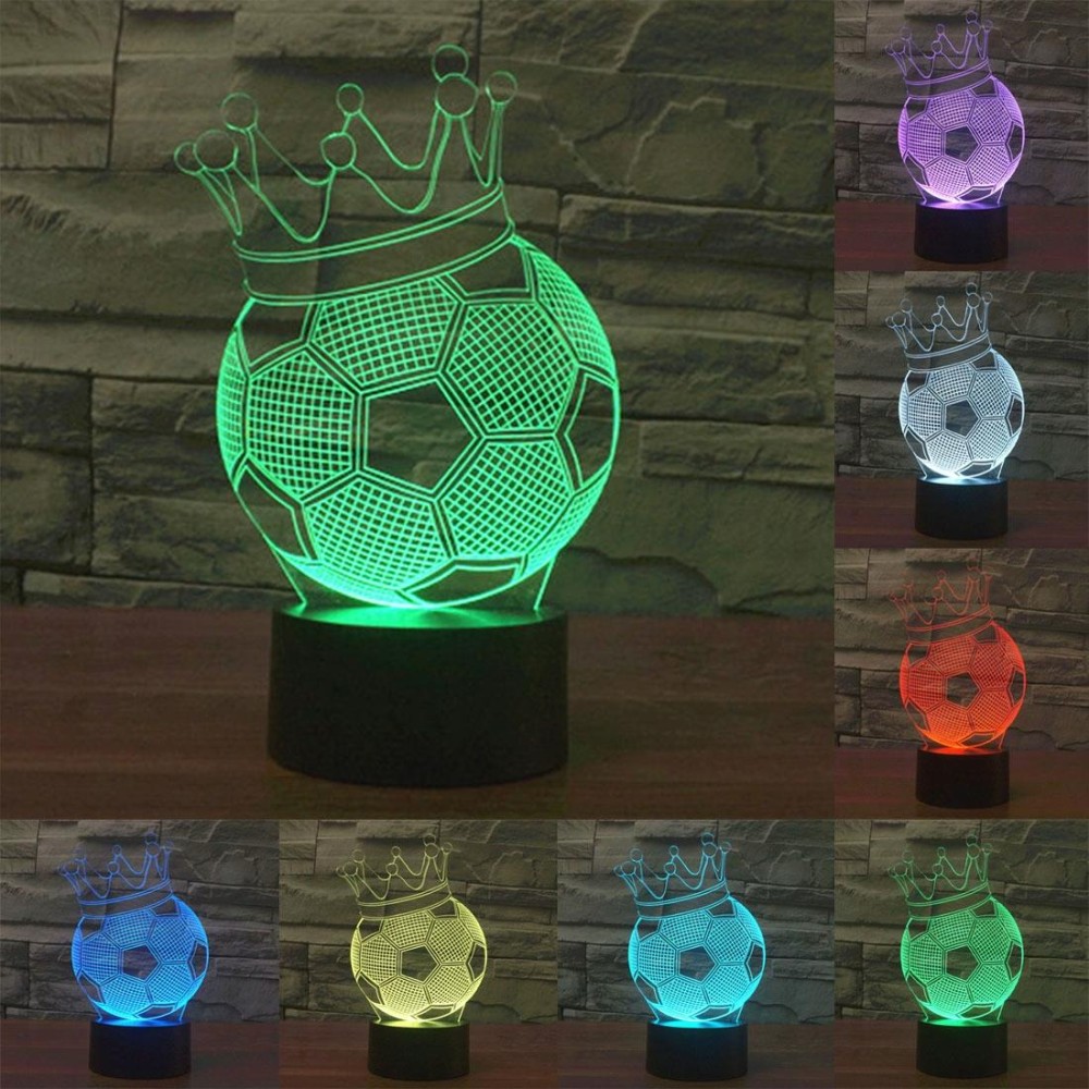 Football Crown Style 3D Touch Switch Control LED Light , 7 Color Discoloration Creative Visual Stereo Lamp Desk Lamp Night Light