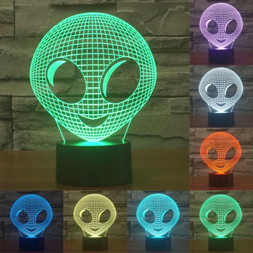 Alien Style 3D Touch Switch Control LED Light , 7 Color Discoloration Creative Visual Stereo Lamp Desk Lamp Night Light
