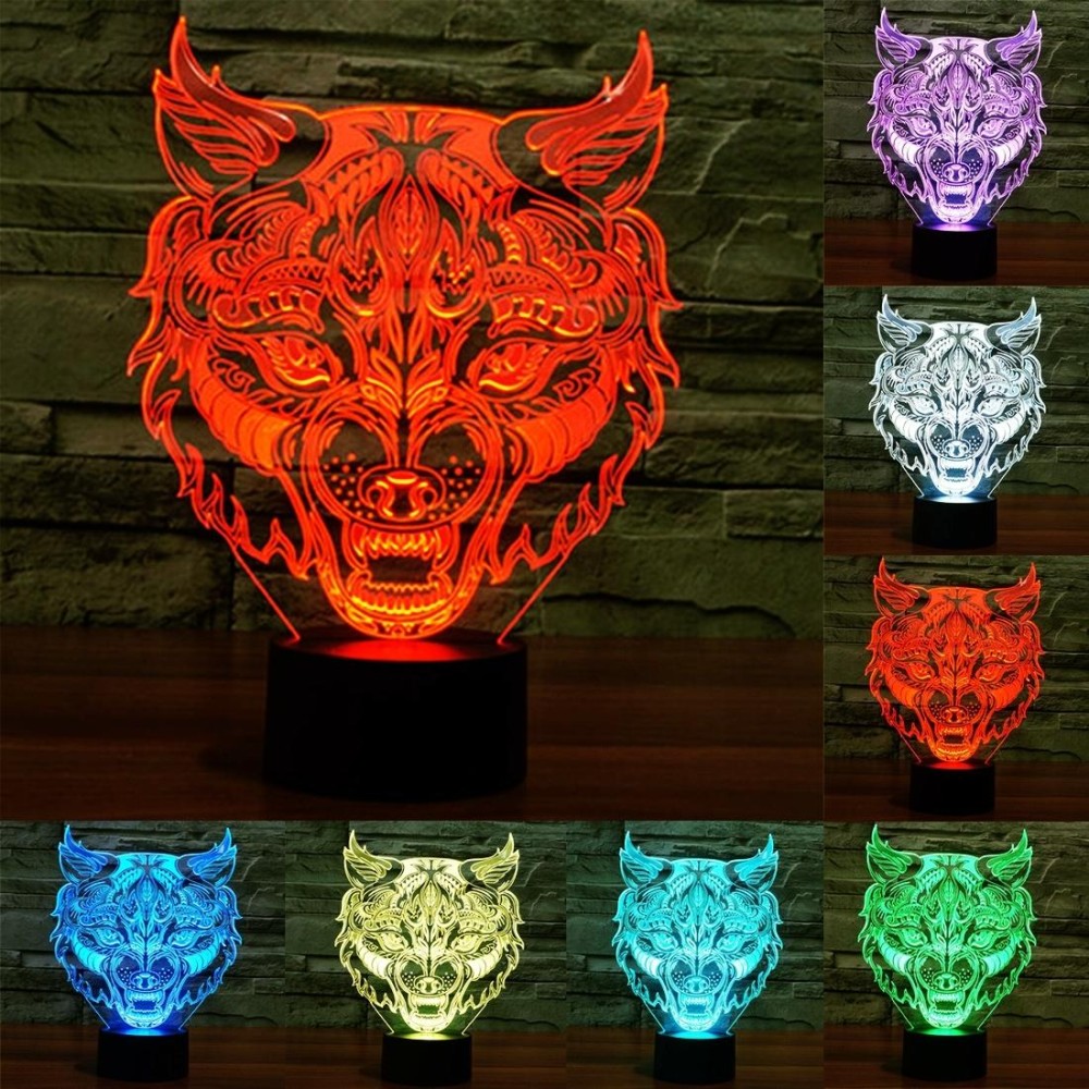 Leopard Shape 3D Touch Switch Control LED Light , 7 Colour Discoloration Creative Visual Stereo Lamp Desk Lamp Night Light
