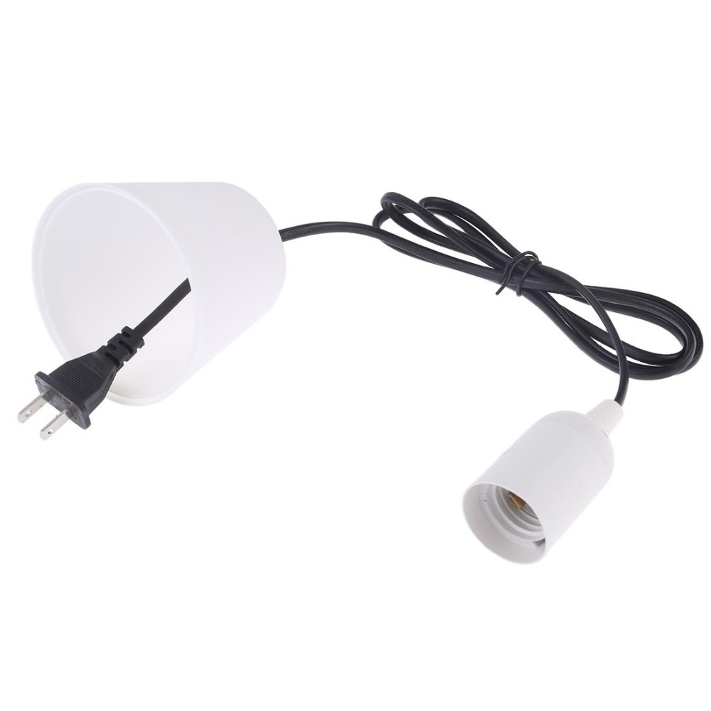 E27 Wire Cap Lamp Holder Chandelier Power Socket with Lampshade & 1.5m Extension Cable, US Plug
