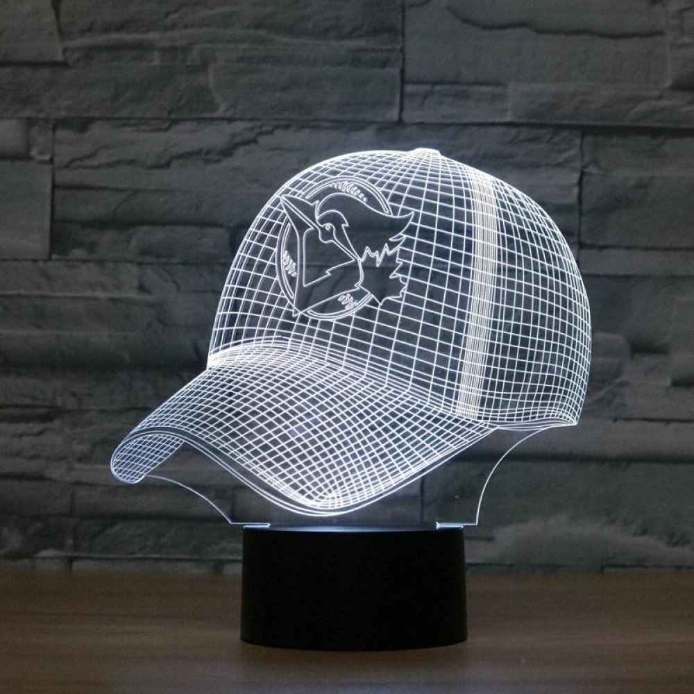 Baseball Cap Shape 3D Colorful LED Vision Light Table Lamp, USB & Battery Version