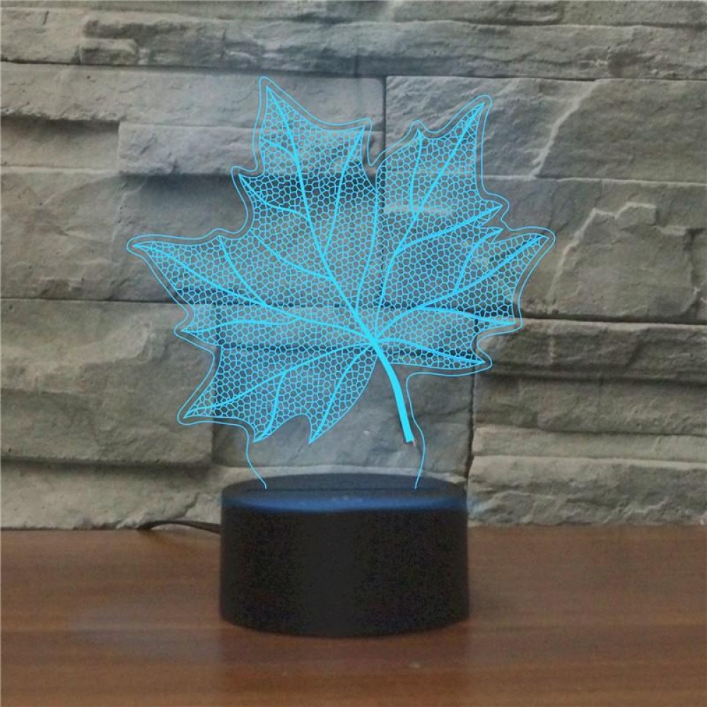 Maple Leaf Shape 3D Colorful LED Vision Light Table Lamp, 16 Colors Remote Control Version