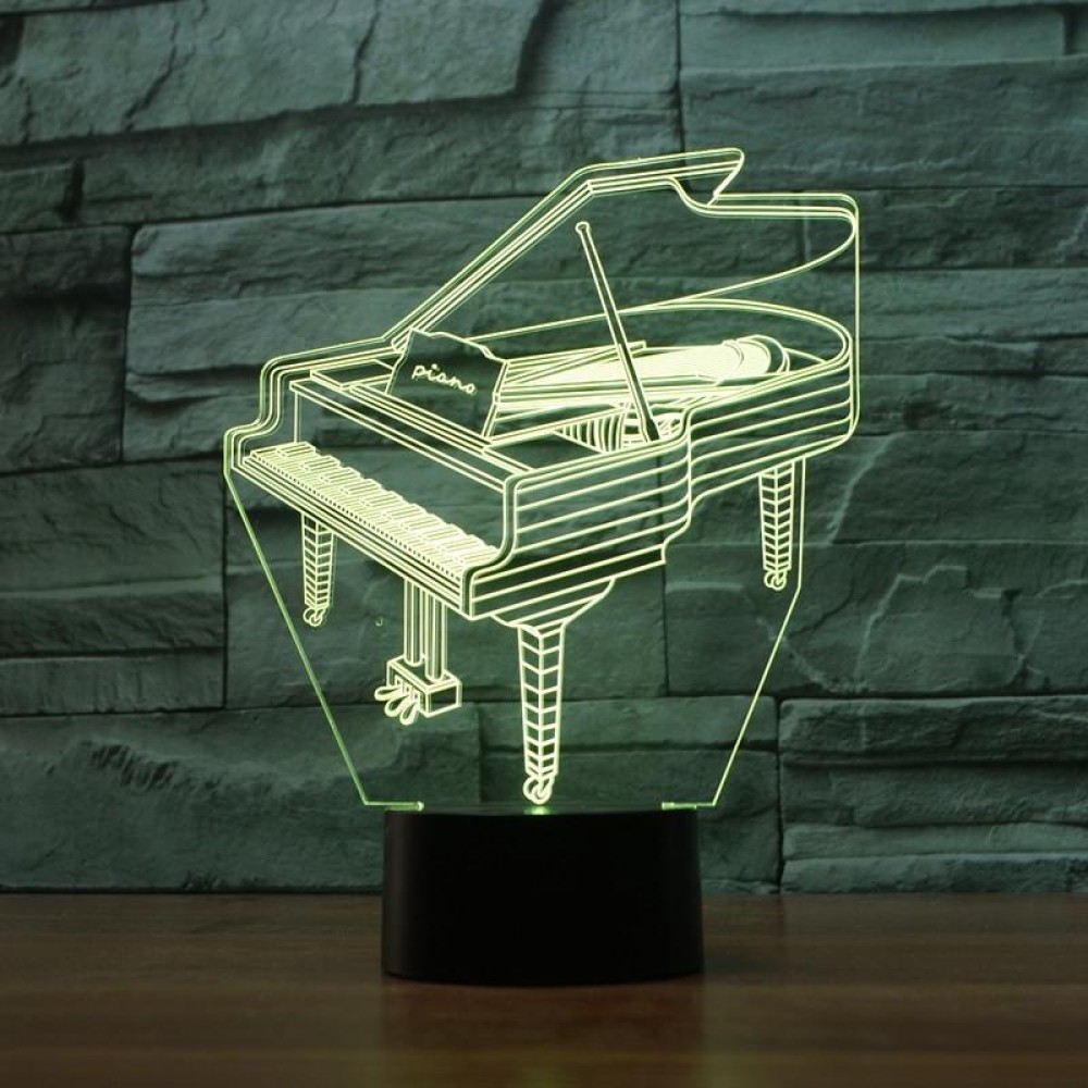 Piano Shape 3D Colorful LED Vision Light Table Lamp, Charging Touch Version