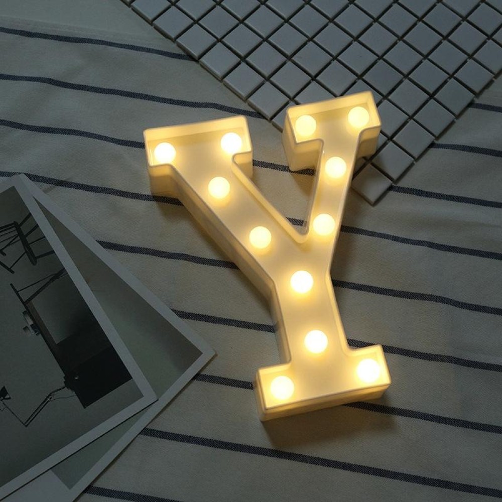 Alphabet Y English Letter Shape Decorative Light, Dry Battery Powered Warm White Standing Hanging LED Holiday Light