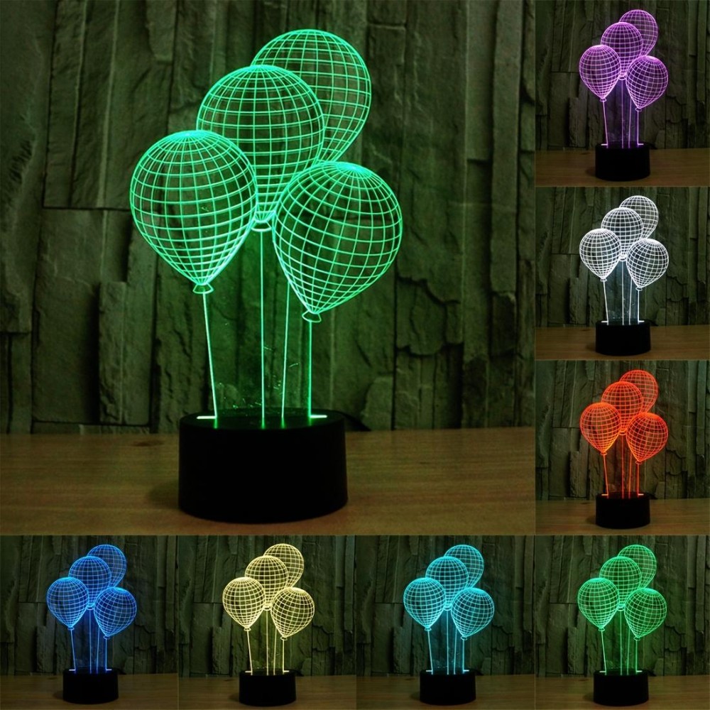 Balloon Style 3D Touch Switch Control LED Light , 7 Color Discoloration Creative Visual Stereo Lamp Desk Lamp Night Light
