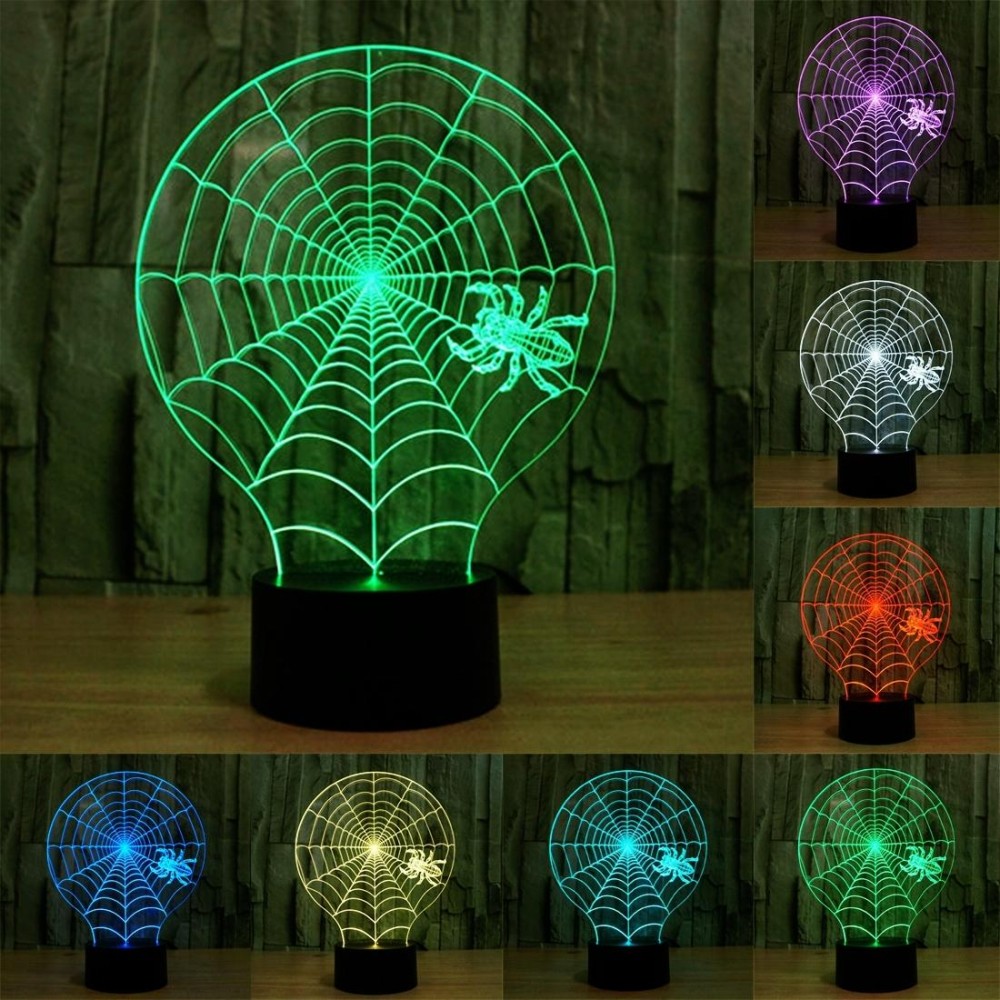 Cobweb Style 3D Touch Switch Control LED Light , 7 Colour Discoloration Creative Visual Stereo Lamp Desk Lamp Night Light