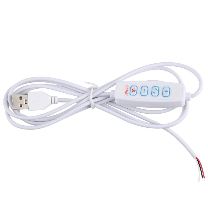 1.5m USB DC5V Switch Cable with 3 Colors Controller (White)