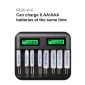 5V 2A USB 8 Slot Battery Charger for AA & AAA & C / D Battery, with LCD Display