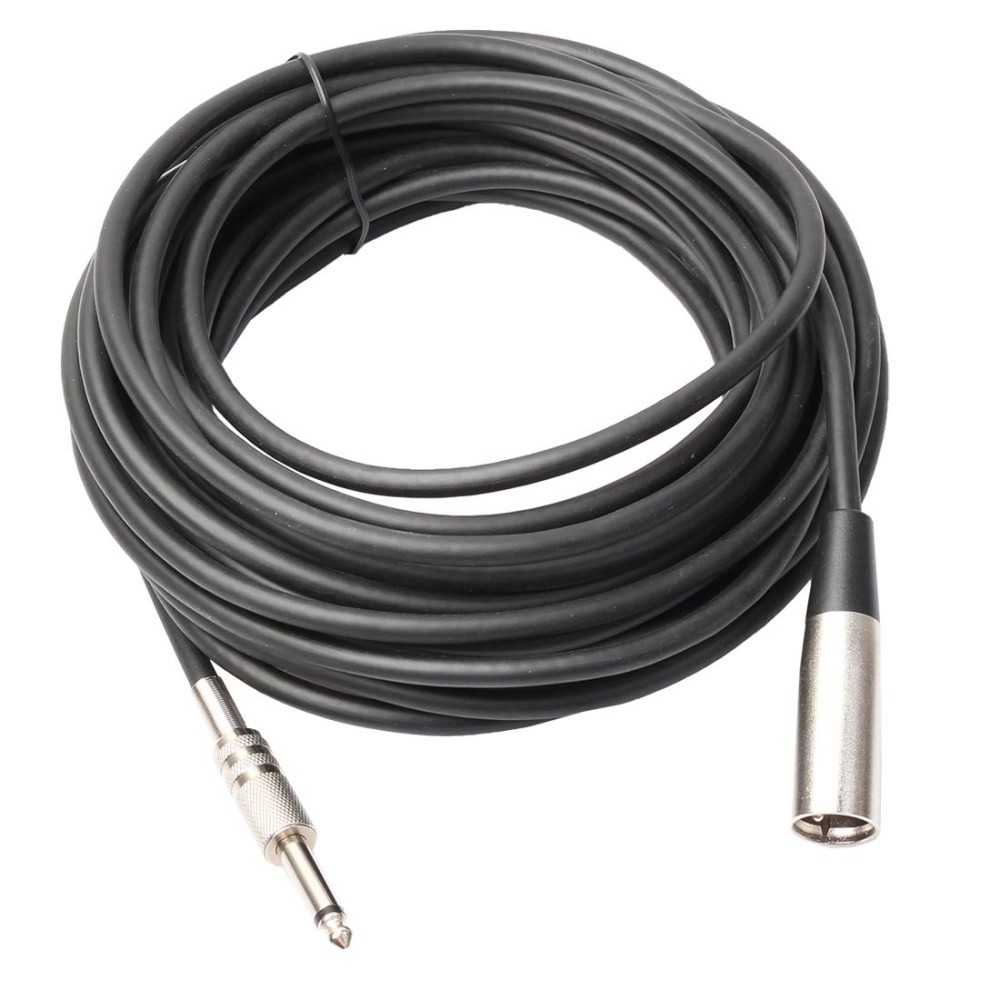 10m XLR 3-Pin Male to 1/4 inch (6.35mm) Mono Shielded Microphone Audio Cord Cable