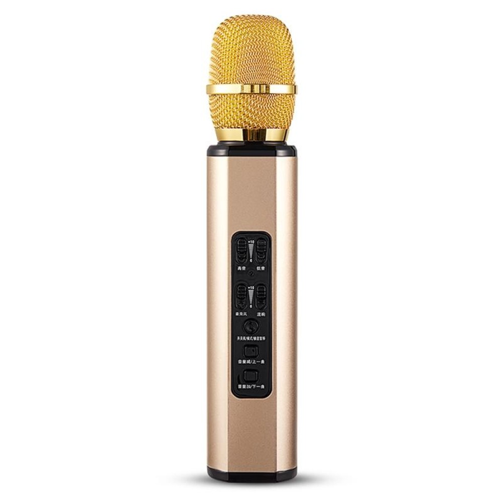 K6 Bluetooth 4.2 Karaoke Live Stereo Sound Wireless Bluetooth Condenser Microphone (Gold)