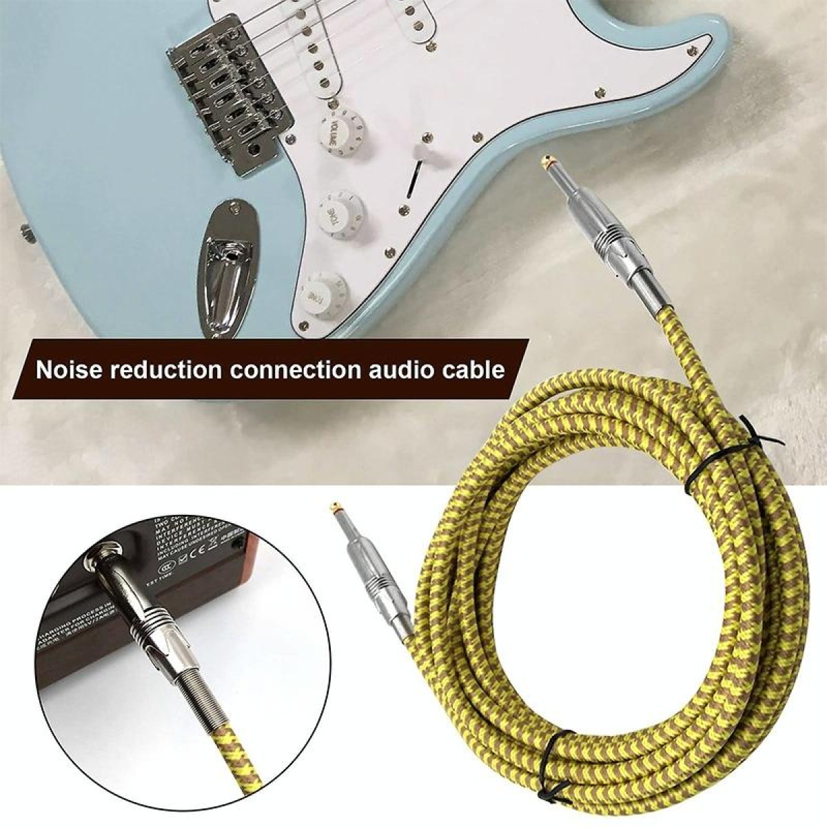 Wooden Guitar Bass Connection Cable Noise Reduction Braid Audio Cable, Cable Length: 5m