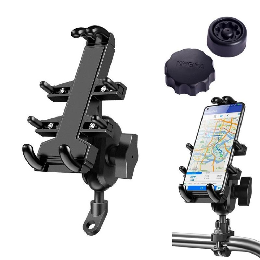 Tilt Rearview Mirror Screw Hole Ball-Head Motorcycle Multi-function Eight-jaw Aluminum Phone Navigation Holder Bracket with Anti-theft Knobs