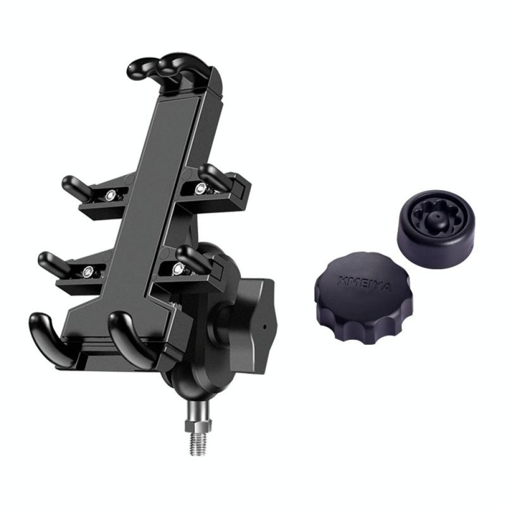 M10 Bolt Ball-Head Motorcycle Multi-function Eight-jaw Aluminum Phone Navigation Holder Bracket with Anti-theft Knobs