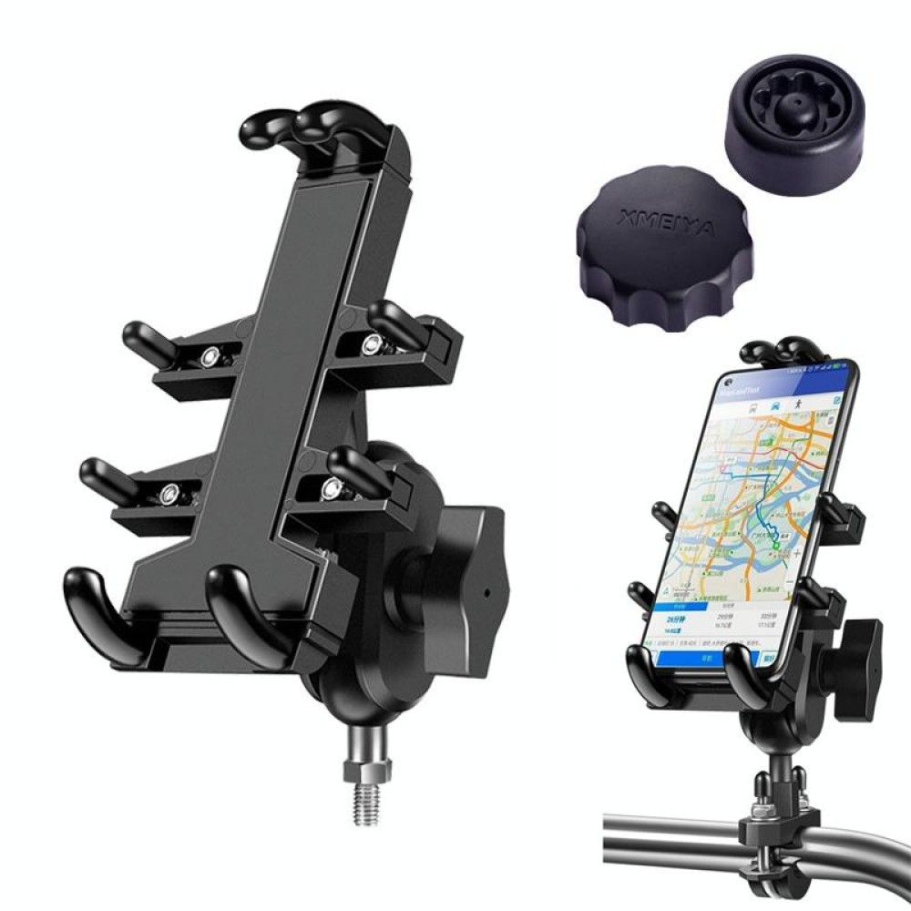 M8 Bolt Ball-Head Motorcycle Multi-function Eight-jaw Aluminum Phone Navigation Bracket with Anti-theft Knobs