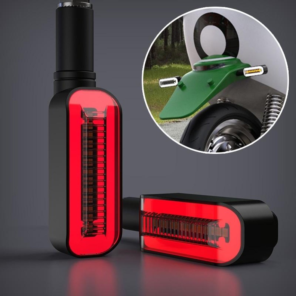 2 PCS D12V Motorcycle LED Waterproof Dynamic Blinker Side Lights Flowing Water Turn Signal Light with Handle (Red Light)