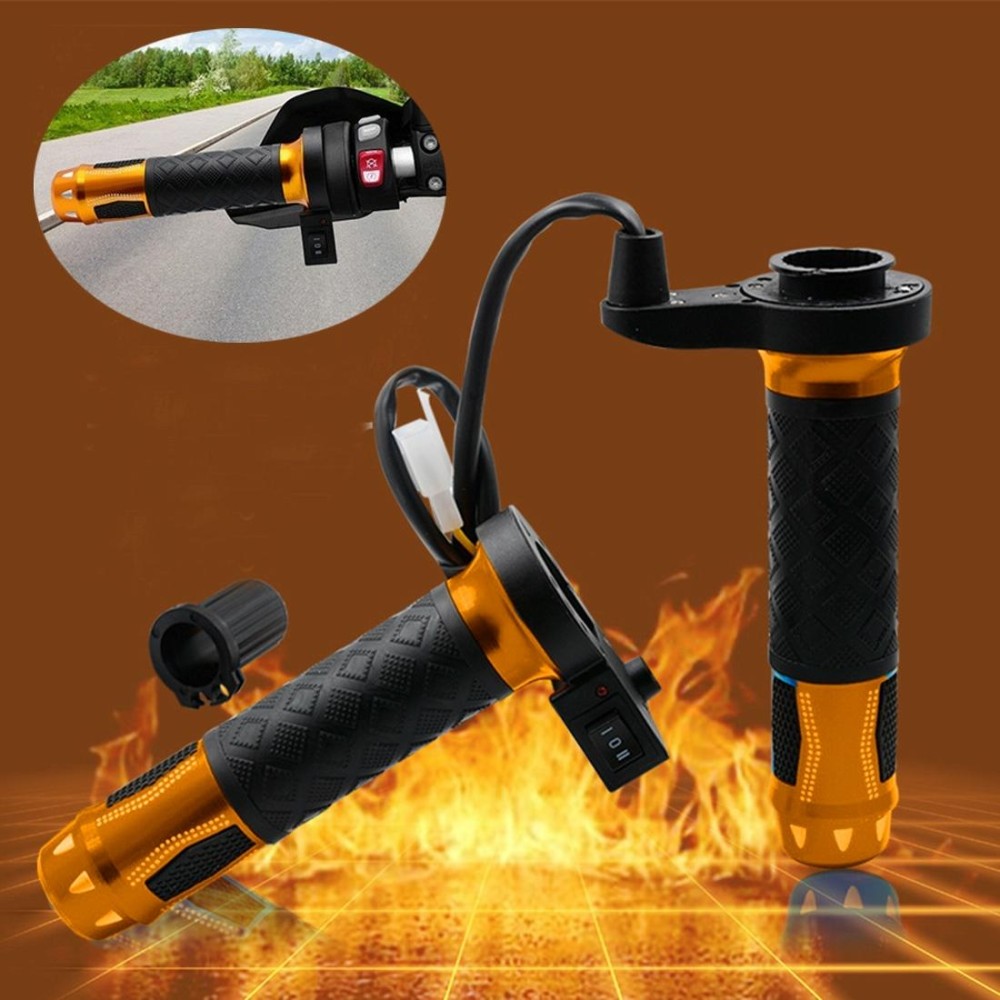 CS-764A3 12V Motorcycle Scooter Aluminum Alloy Electric Hand Grip Cover Heated Grip Handlebar(Gold)
