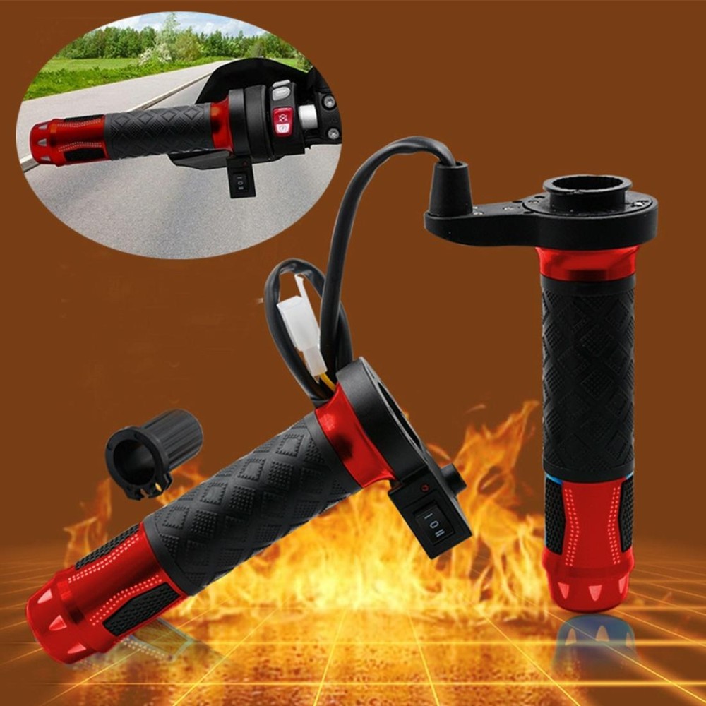 CS-764A1 12V Motorcycle Scooter Aluminum Alloy Electric Hand Grip Cover Heated Grip Handlebar (Red)