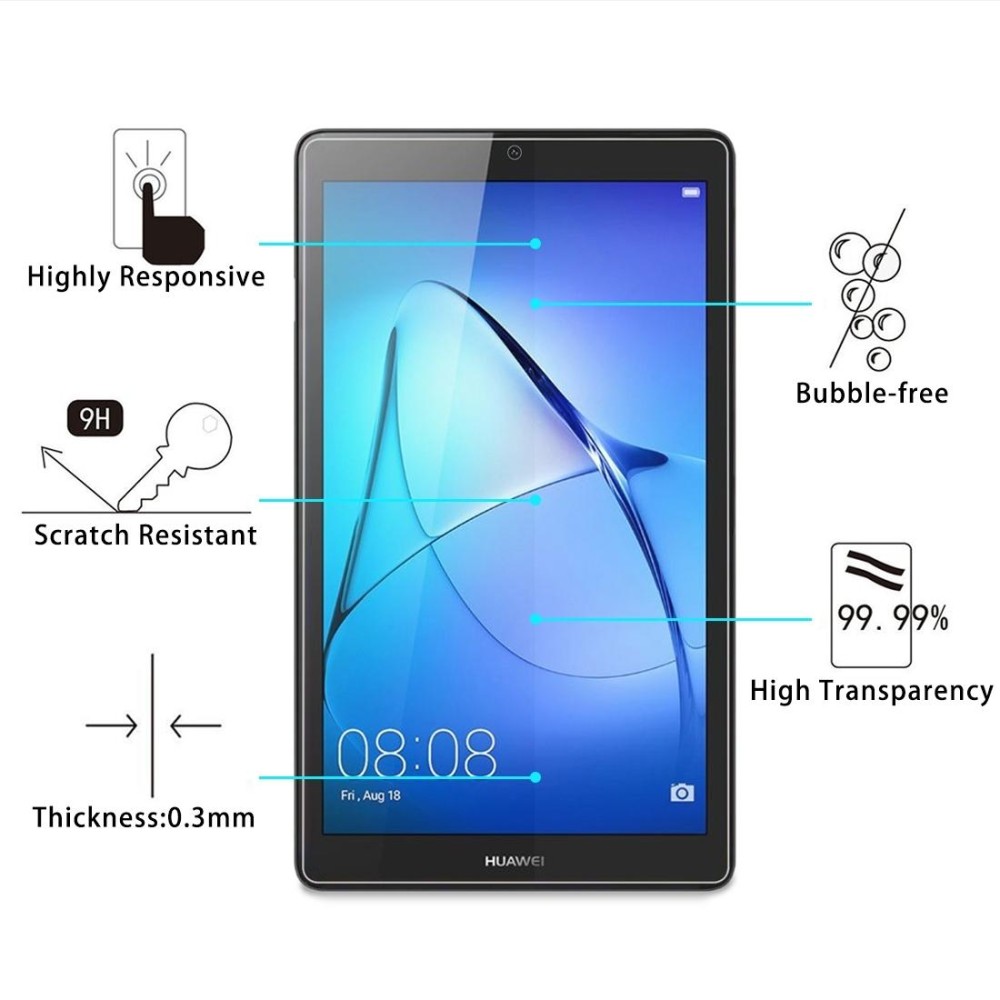 2 PCS for  HUAWEI MediaPad T3 7.0 inch 0.3mm 9H Surface Hardness Full Screen Tempered Glass Screen Protector