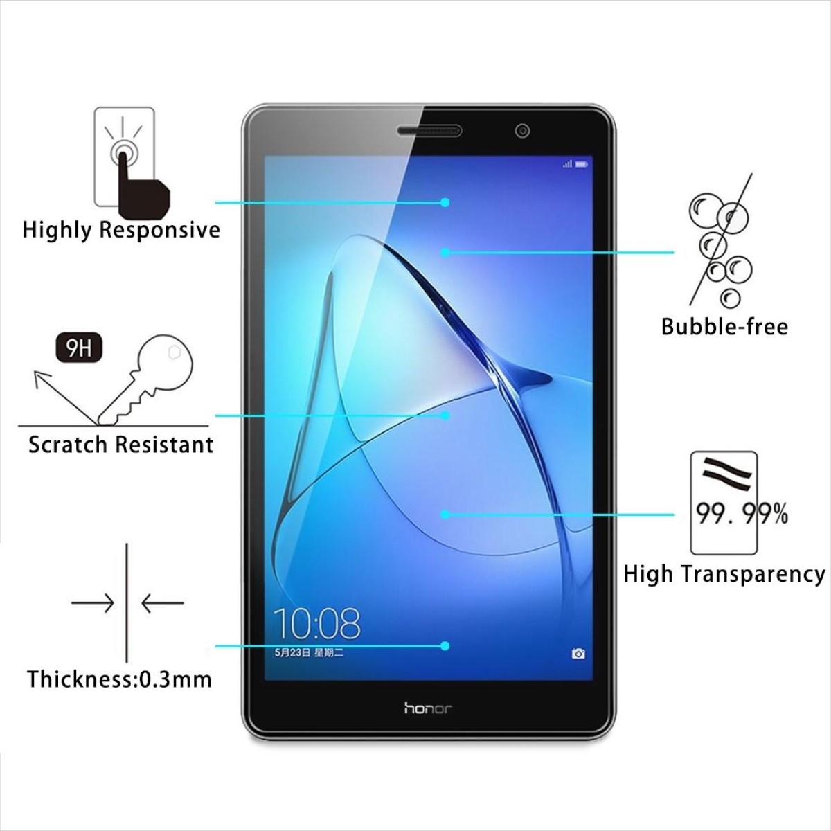 2 PCS for Huawei MediaPad T3 8.0 inch 0.3mm 9H Surface Hardness Full Screen Tempered Glass Screen Protector