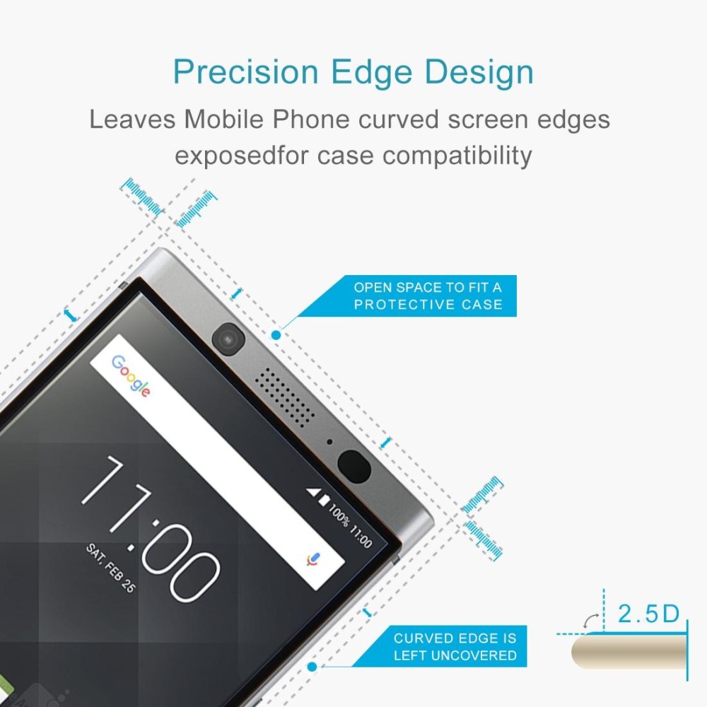 For BlackBerry Keyone 0.3mm 9H Surface Hardness 2.5D Explosion-proof Silk-screen Full Screen Tempered Glass Screen Protector