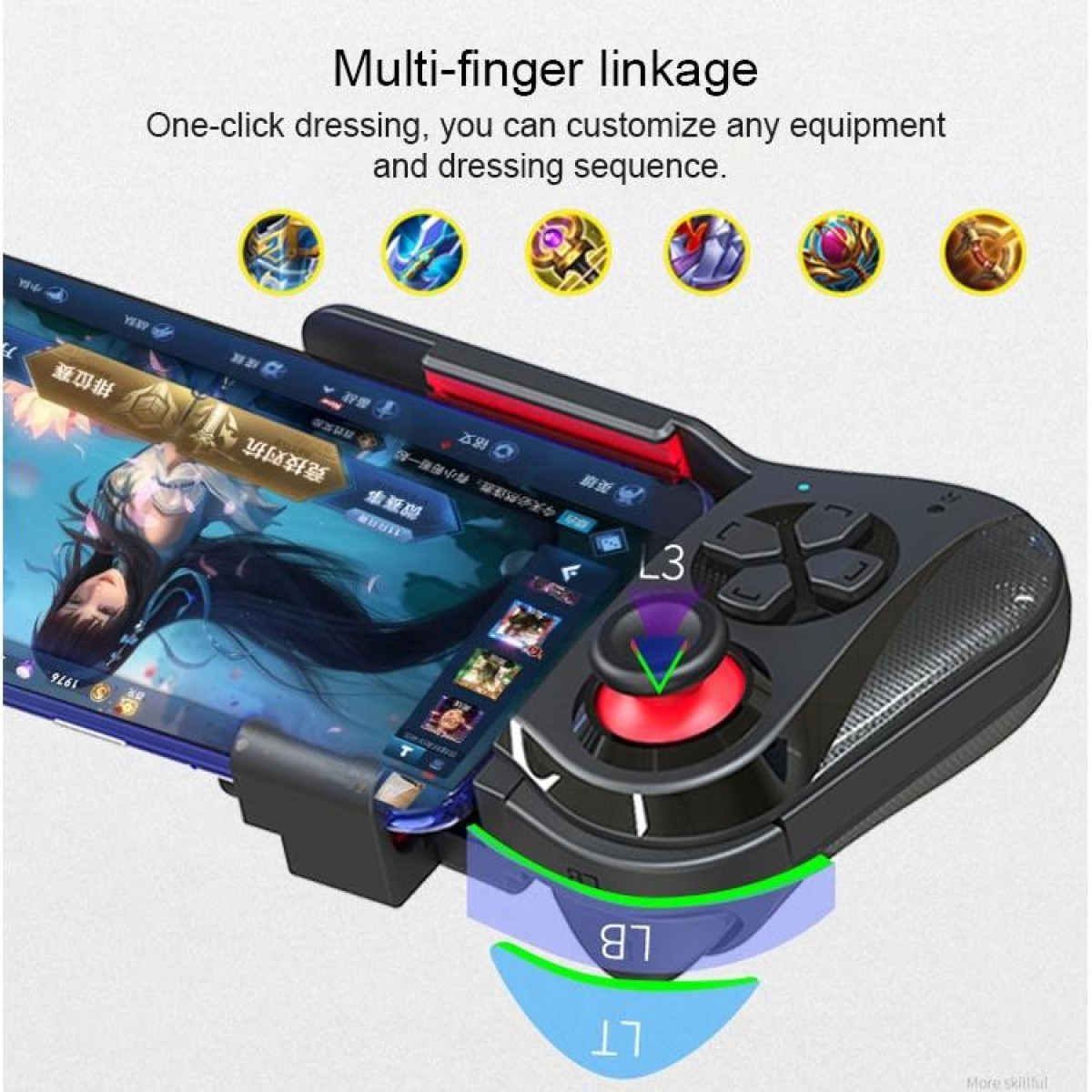 MOCUTE-059 Bluetooth 4.0 Dual-mode Left-handed Bluetooth Gamepad for 6.5-7.2-inch Phones, Supports Android / IOS Direct Connection and Direct Play