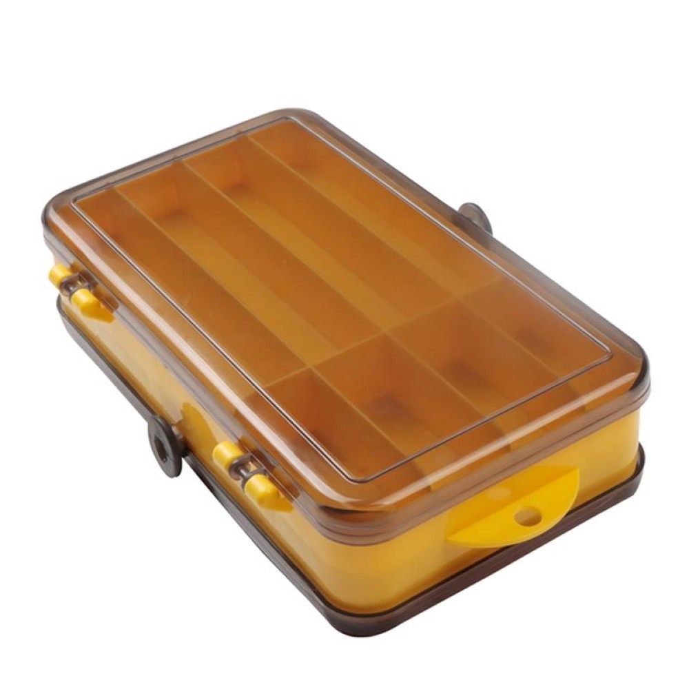 Portable Outdoor Lure Box Transparent Plastic Double-sided Storage Box, Size: 18 x 10 x 5cm(Yellow + Grey)