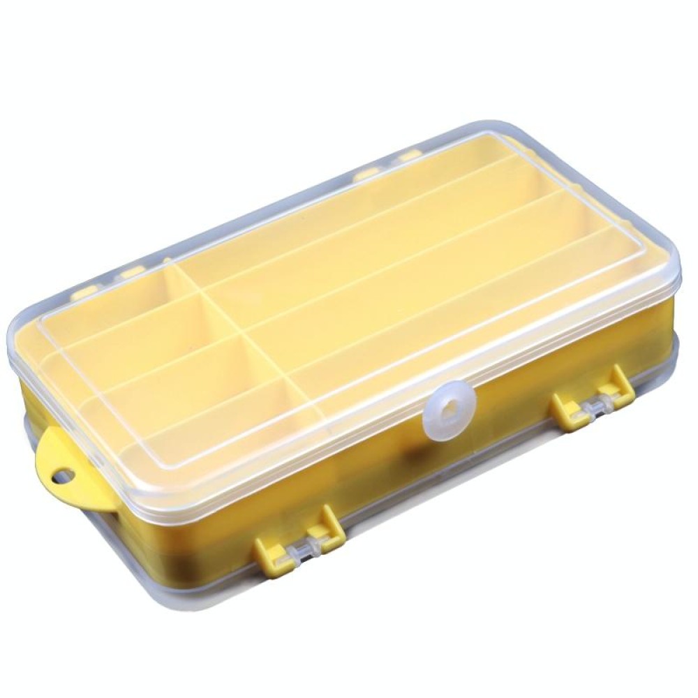 Portable Outdoor Lure Box Transparent Plastic Double-sided Storage Box, Size: 18 x 10 x 5cm(Yellow + White)
