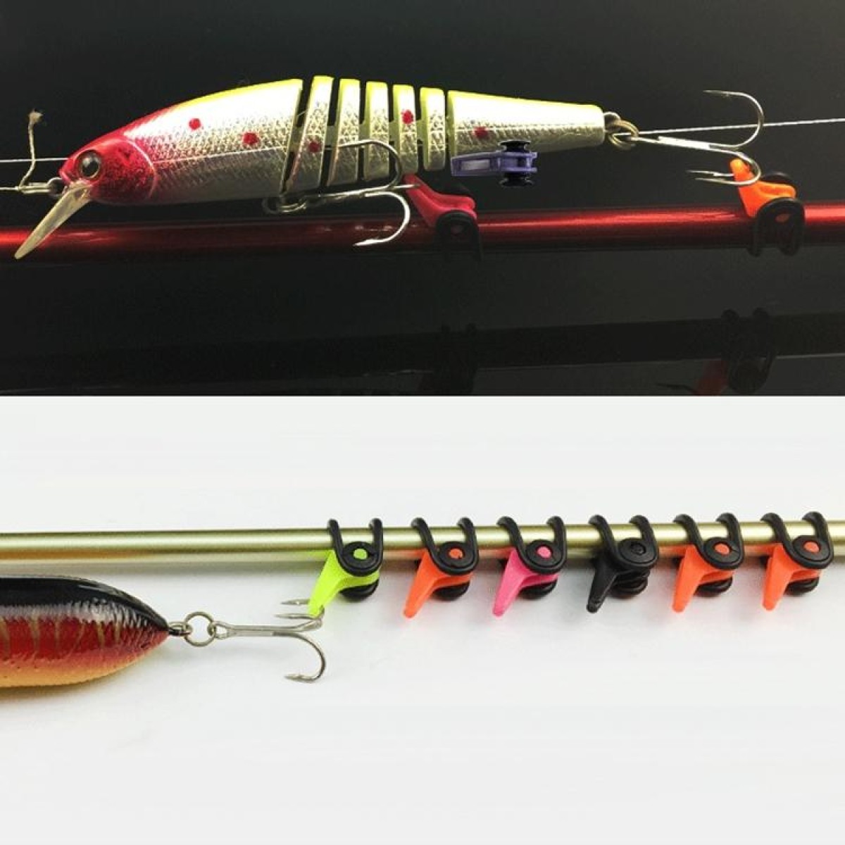 10 PCS Multiple Color Plastic Fishing Rod Pole HooK Keeper Lure Spoon Bait Holder , Random Color Delivery