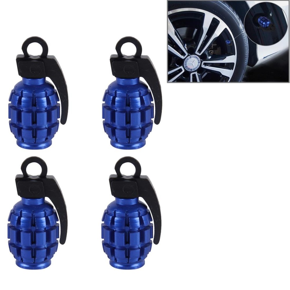 4 PCS Universal Grenade Shaped Car Tire Valve Caps(Dark Blue)