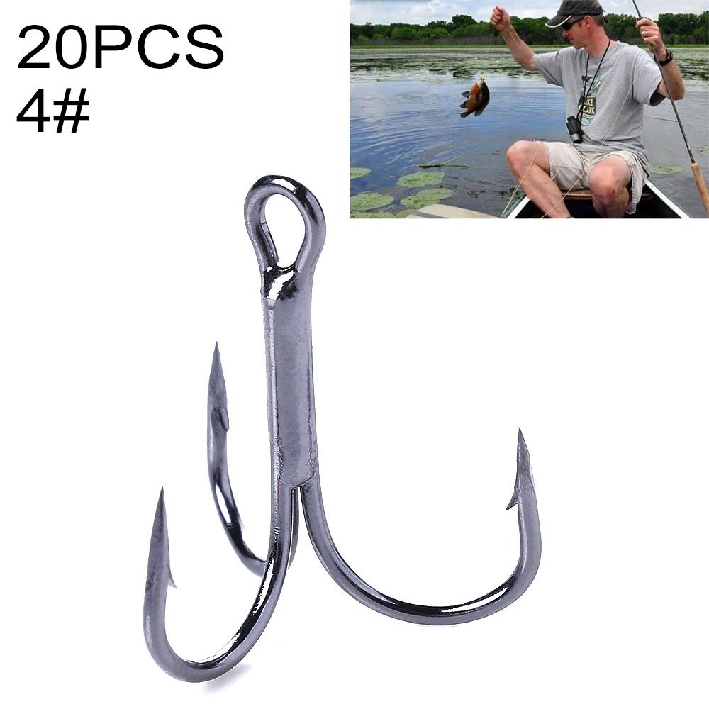 20pcs / Box Classic Black High Carbon Steel Fishing Three-jaw Treble Hooks