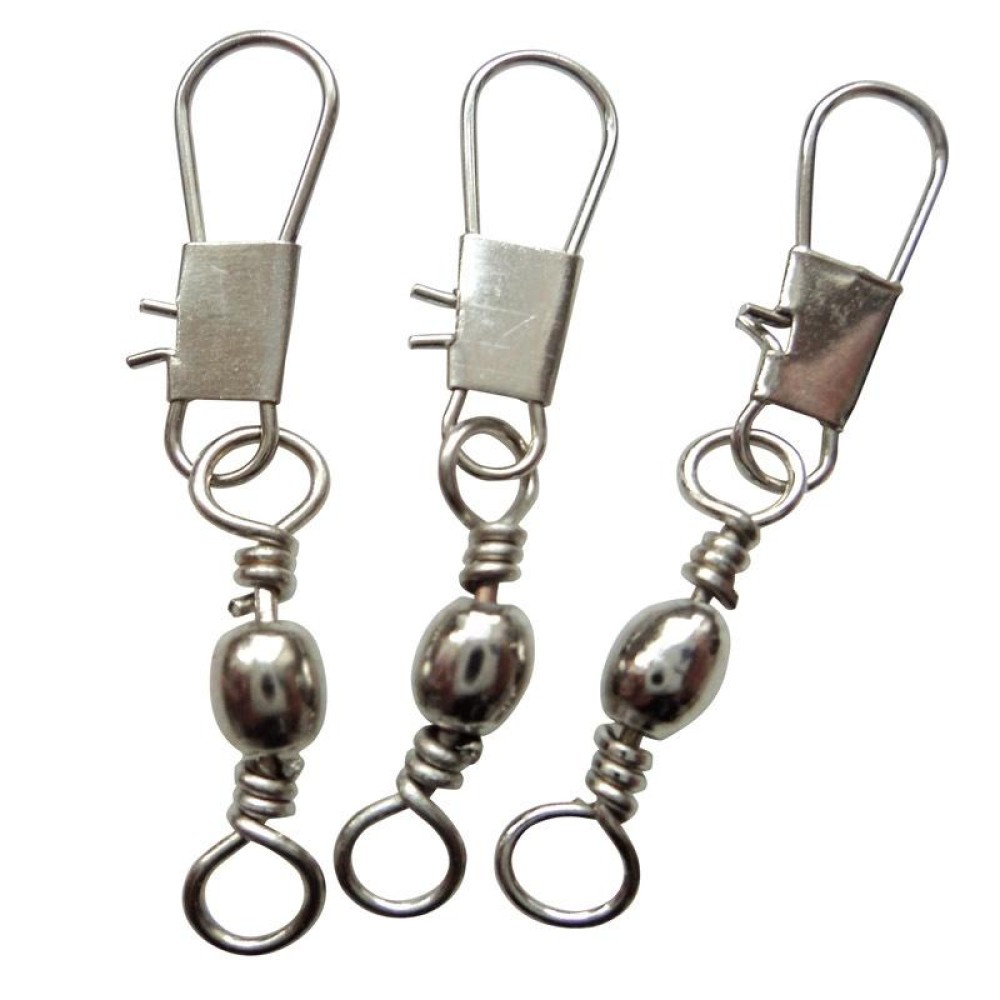 20pcs 8# 3.5cm Fishing Connectors Barrel Swivel with Safety Snap Ring