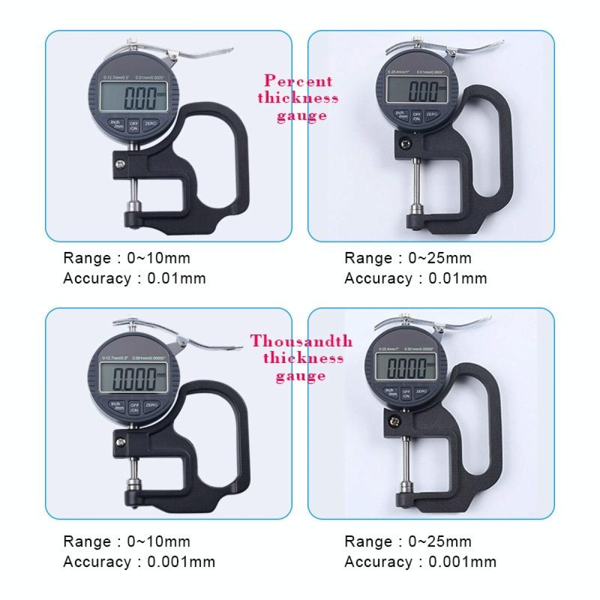 0-10mm Range Digital Display Micrometer Thickness Gauge