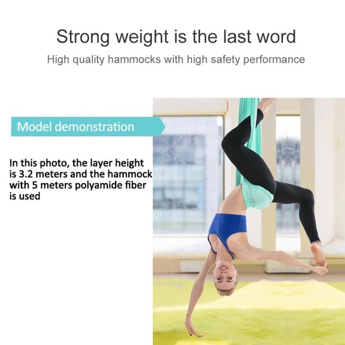 Household Handstand Elastic Stretching Rope Aerial Yoga Hammock Set(Rose Red)