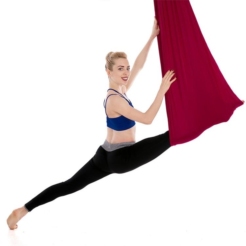 Household Handstand Elastic Stretching Rope Aerial Yoga Hammock Set(Wine Red)