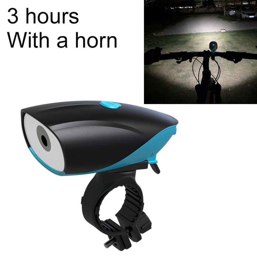 USB Charging Bike LED Riding Light, Charging 3 Hours with Horn(Blue)