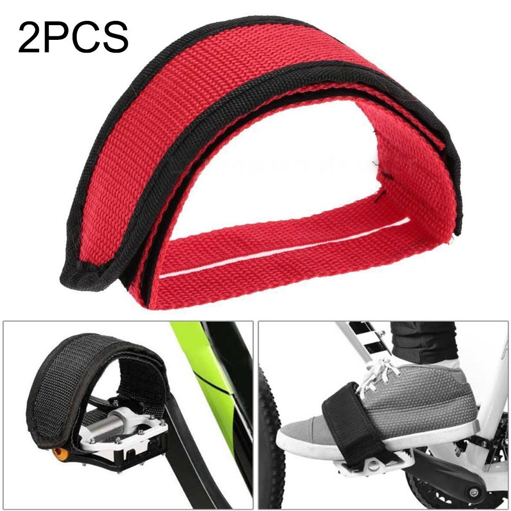 2 PCS Bicycle Pedals Bands Feet Set With Anti-slip Straps Beam Foot(Red)