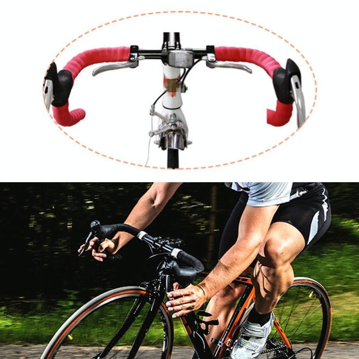 1 Pair Cycling Road Bike Sports Bicycle Cork Handlebar Tape Wrap + 2 Bar Plug(Green)