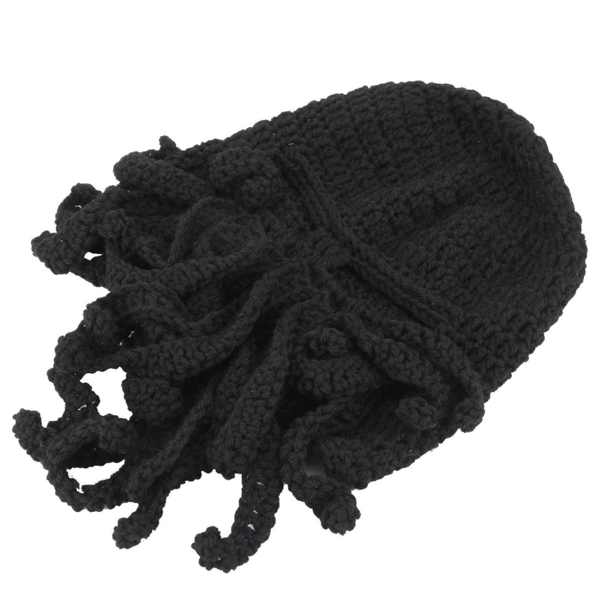 Amurleopard Unisex Barbarian Knit Beanie Octopus Tentacle Cap Winter Warm Face Mask Crochet Hat(Black)