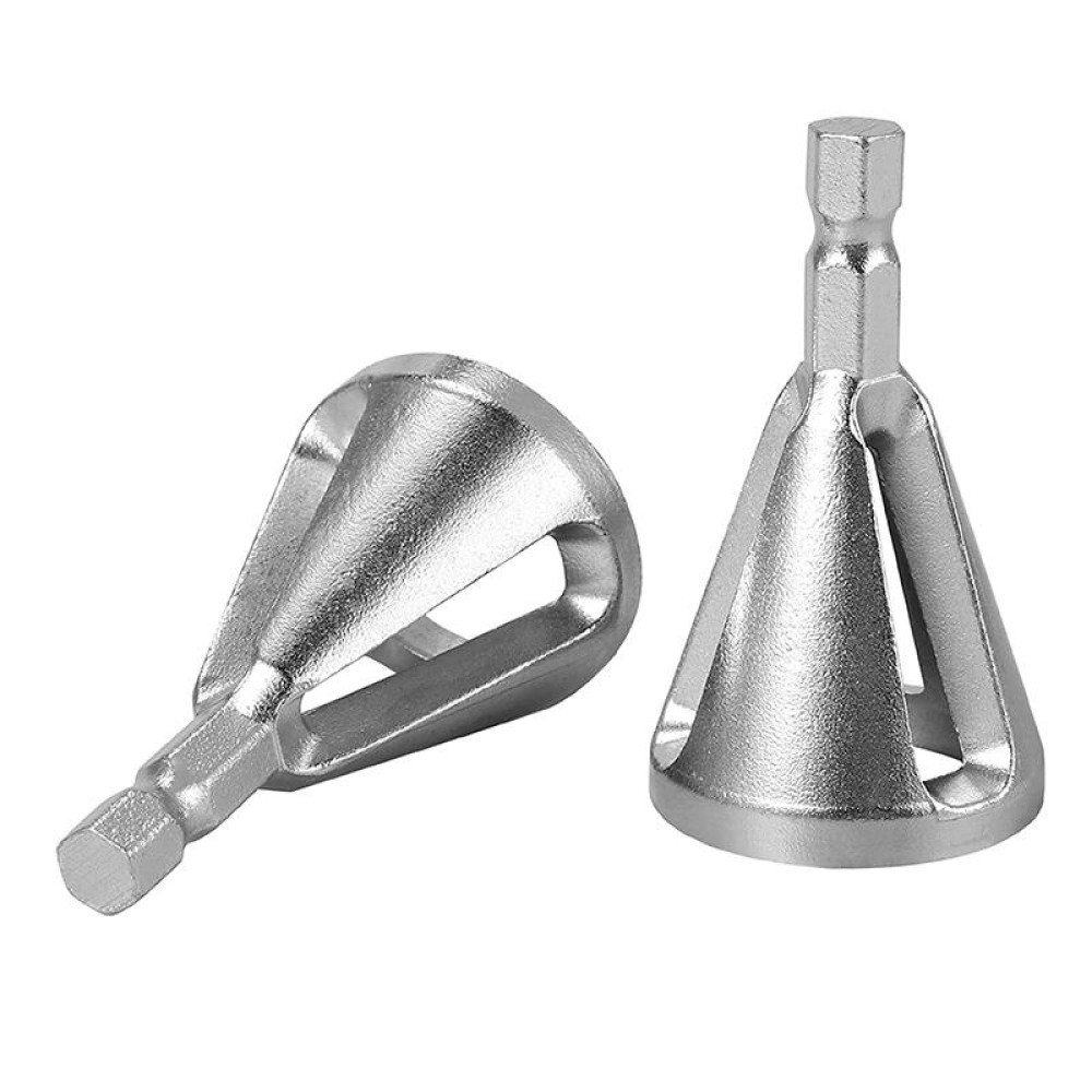 Chamfer Stainless Steel Deburring External Chamfer Tool Hexagonal Handle Three-slot Chamfer(Silver)