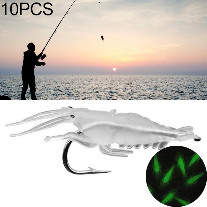 10 PCS 4cm Fishing Soft Artificial Shrimp Bait Lures Popper Poper Baits with Hook