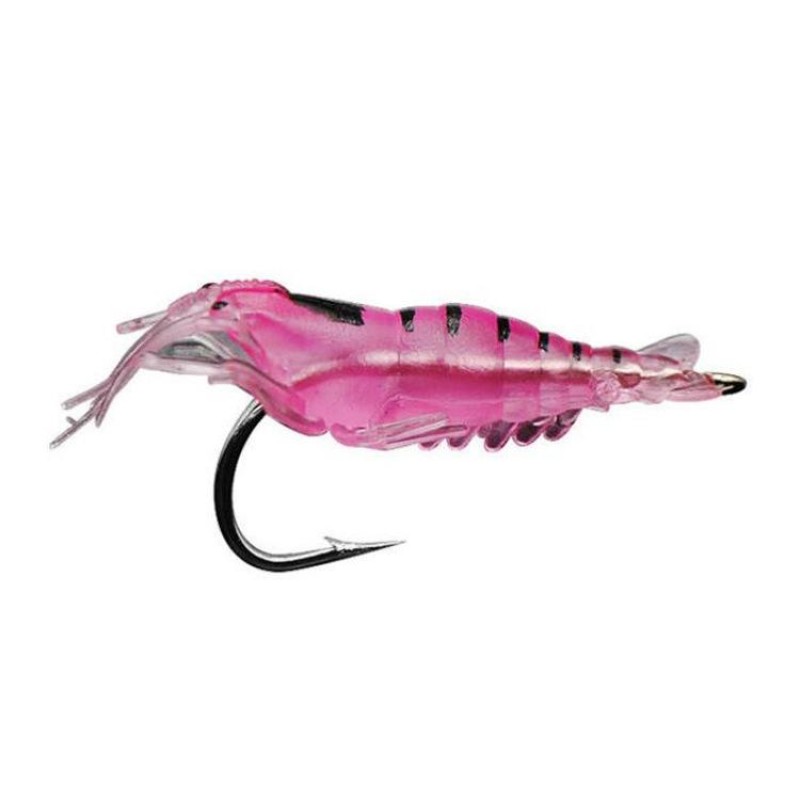 10 PCS 4cm Fishing Soft Artificial Shrimp Bait Lures Popper Poper Baits with Hook(Pink)