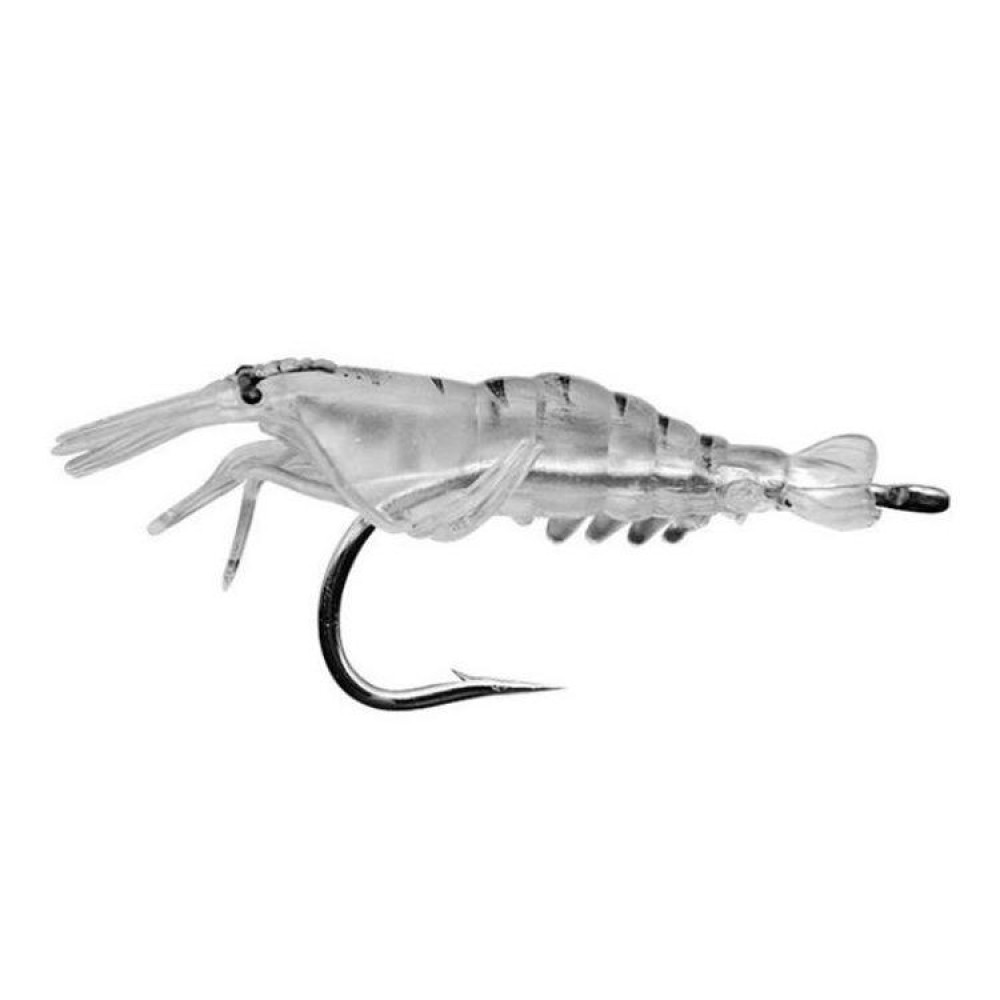 10 PCS 4cm Fishing Soft Artificial Shrimp Bait Lures Popper Poper Baits with Hook(Transparent)