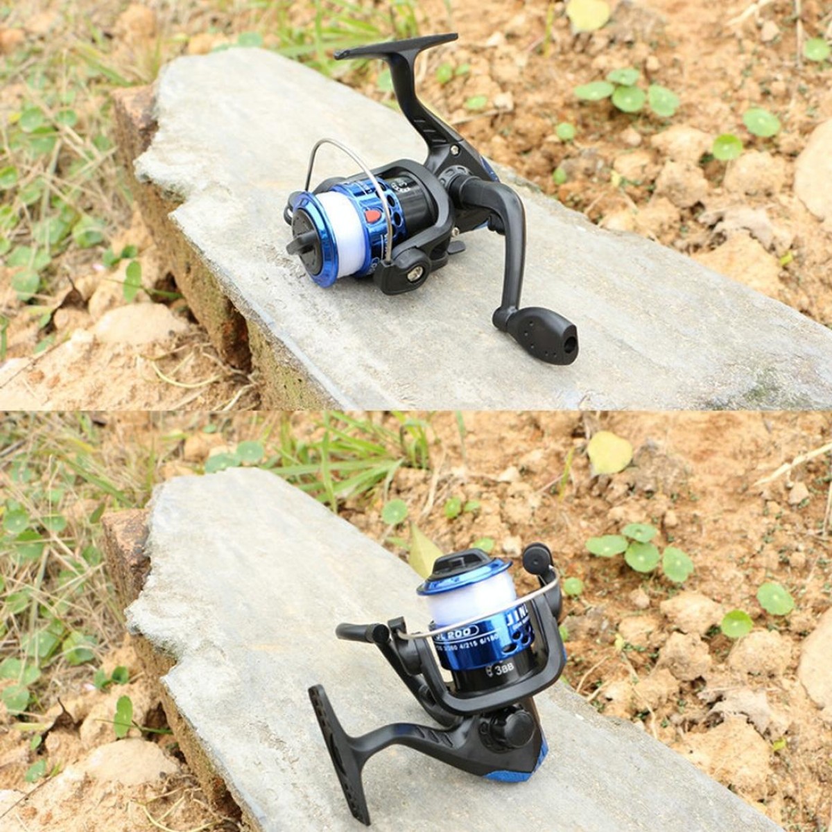 JL200 Plating Plastic 3 Ball Bearings Handle Fishing Spinning Reel  with Transparent Lines(Silver)