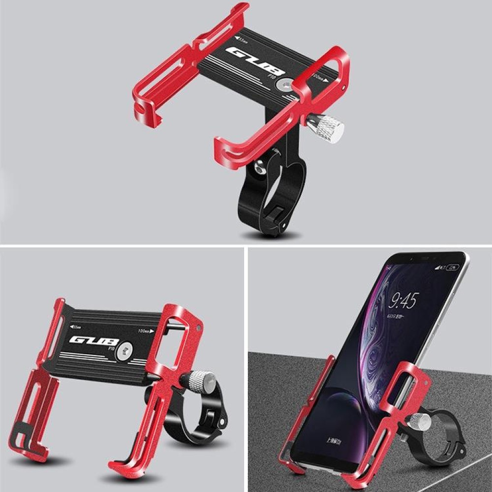 GUB P10 Aluminum Bike Phone Holder(Black Red)