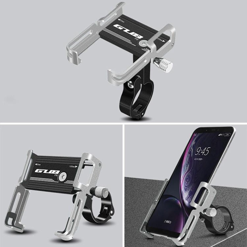 GUB P10 Aluminum Bike Phone Holder(Black Silver)