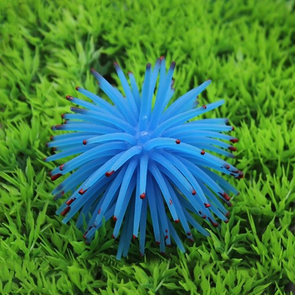 Aquarium Articles Decoration TPR Simulation Sea Urchin Ball Coral with Point, Size: S, Diameter: 7cm(Blue)